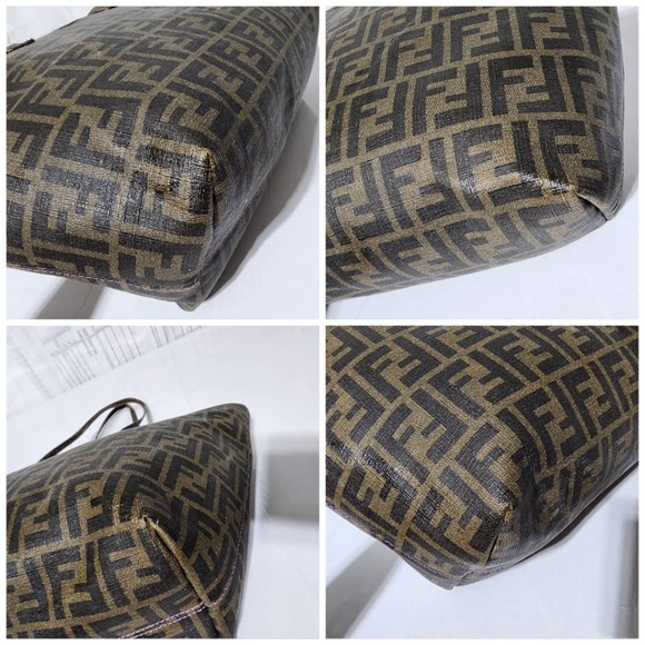 Authentic FENDI Zucca Spalmati Medium Roll Tote Bag Tobacco Brown - Picture 14 of 16